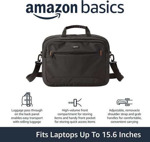 Amazon Basics Laptop Carrying Case Shoulder Strap, 15.6 inch, Black in Kuwait
