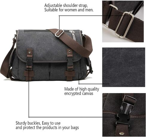 [Upgraded] Vintage Canvas Messenger Bag Large Book Laptop Shoulder Bag Women Men New in Kuwait