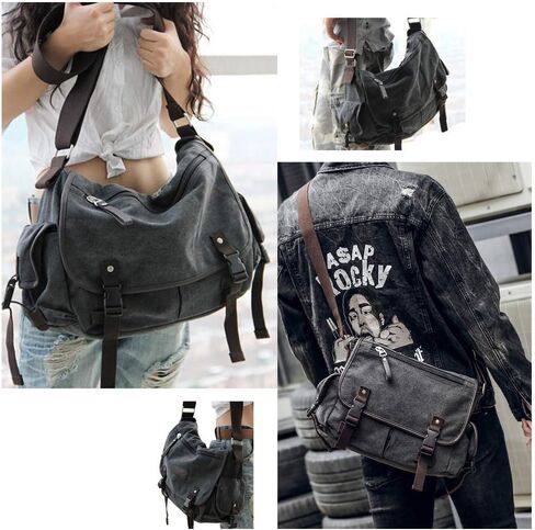 [Upgraded] Vintage Canvas Messenger Bag Large Book Laptop Shoulder Bag Women Men New in Kuwait
