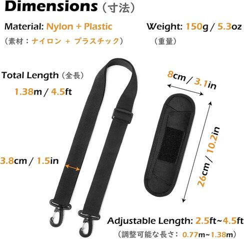 TRIWONDER Bag Shoulder Strap Replacement Adjustable Strap with Padded Metal Hooks for Crossbody Bags Messenger Bags Laptops in Saudi Arabia