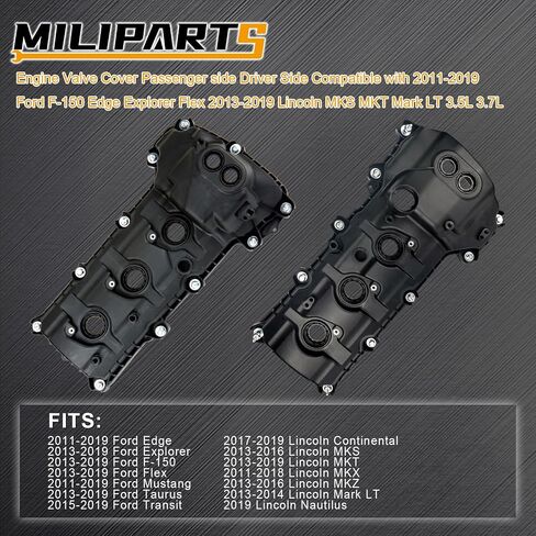 غطاء صمام المحرك جانب الركاب جانب السائق متوافق مع Ford F-150 Edge Explorer Flex 2013-2019 Lincoln MKS MKT Mark LT 3.5L 3.7L 2011-2019 in Saudi Arabia