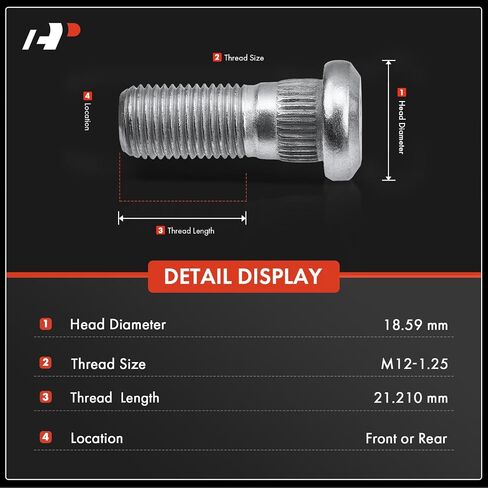 12 قطعة من مسامير العجلات M12-1.25 A-Premium متوافقة مع INFINITI QX4 وNissan 200SX، 300ZX، Frontier، Maxima، Pathfinder، Pickup، Pulsar، Sentra، Xterra، 720، D21 مجموعة مكونة من 12 قطعة in Saudi Arabia