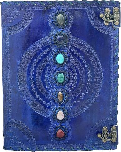 Leather Journal Book Seven Chakra Medieval Stone Embossed Handmade Book Of Shadows Notebook Office Diary College Book Poetry Book Sketch Book 10 X 13 Inches (Turquoise) in Saudi Arabia
