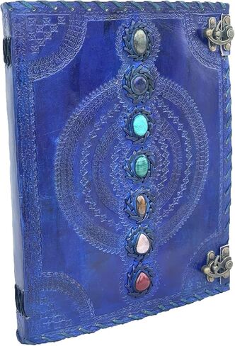 Leather Journal Book Seven Chakra Medieval Stone Embossed Handmade Book Of Shadows Notebook Office Diary College Book Poetry Book Sketch Book 10 X 13 Inches (Turquoise) in Saudi Arabia