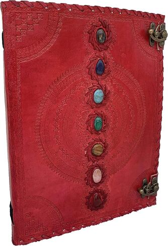 Leather Journal Book Seven Chakra Medieval Stone Embossed Handmade Book Of Shadows Notebook Office Diary College Book Poetry Book Sketch Book 10 X 13 Inches (Turquoise) in Saudi Arabia