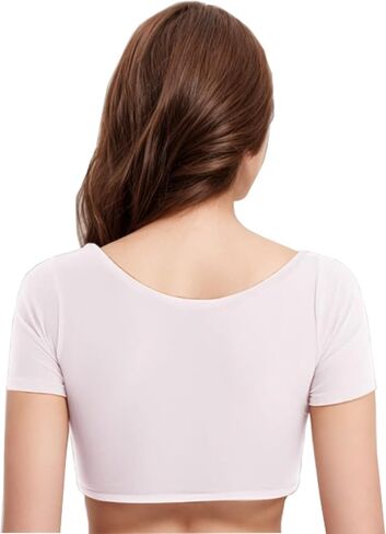 Womens Mesh See Through Crop Top Short Sleeve Open Bust Belly Dance Party T-Shirts Clubwear in Saudi Arabia