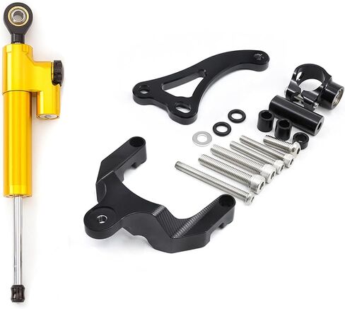 PROCNC Motorcycle CNC Aluminum Steering Damper Stabilizer Mounting Bracket Kit Fit for Suzuki GSXS750 2017 2018 2019 2020 2021 2022 2023 (Black+Black) in Saudi Arabia