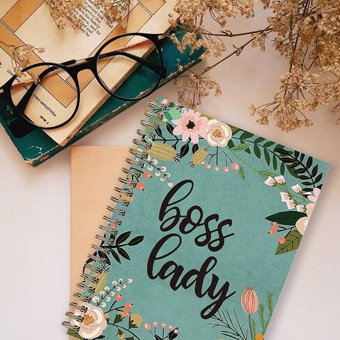 NC Dofala Boss Lady Watercolor Flower Cover Hardcover Spiral Notebook, Gold Spiral Writing Diary Notebook for Women, Friends, Boss Lady, Mother Birthday Mother's Gift, (6" x 8") in Saudi Arabia