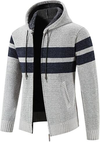 Kinkia Men's Zip Up Hoodies Casual Long Sleeve Full Zipper Sherpa Fleece Lined Knit Cardigan Sweater Jacket with Pockets in Saudi Arabia