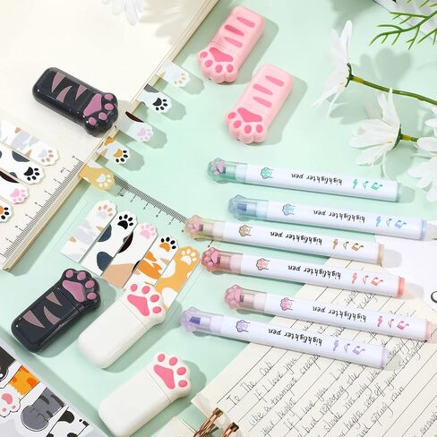 مجموعة القرطاسية التي تحمل عنوان Meanplan Cat، تتضمن 6 أشرطة تصحيح، 6 أقلام تمييز، 2 وسادة ملاحظات لاصقة للأطفال والكبار واللوازم المدرسية المكتبية in Kuwait