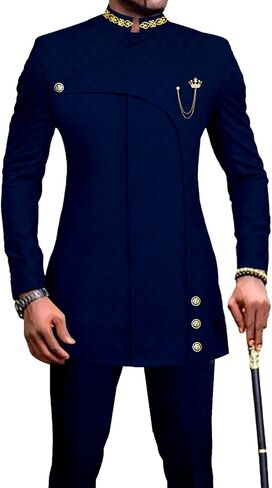 African Suits for Men Slim Fit Formal Blazer Pants 2 Piece Set Designed Wedding Dashiki Outfits in Saudi Arabia