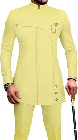 African Suits for Men Slim Fit Formal Blazer Pants 2 Piece Set Designed Wedding Dashiki Outfits in Saudi Arabia
