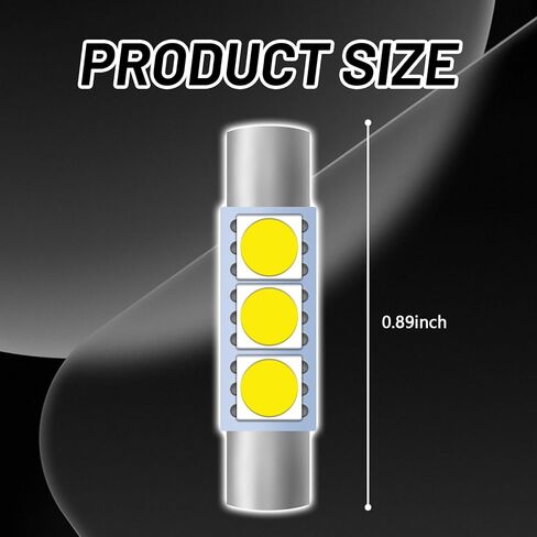 10 PCS Car 28mm LED Sun Visor Mirror Lights, 6614F/6612F 5050-3SMD Chips Reading Light, Car Interior Accessories 6000K Roof LED Festoon Bulbs for Sun Vanity Mirror Lights Dome Light Lamp (White) in Saudi Arabia