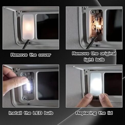 10 PCS Car 28mm LED Sun Visor Mirror Lights, 6614F/6612F 5050-3SMD Chips Reading Light, Car Interior Accessories 6000K Roof LED Festoon Bulbs for Sun Vanity Mirror Lights Dome Light Lamp (White) in Saudi Arabia