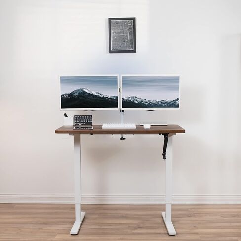 VIVO Compact Hand Crank Stand Up Desk Frame for 35 to 71 inch Table Tops, Ergonomic Standing Height Adjustable Base with Foldable Handle, Black, DESK-M051MB in Kuwait