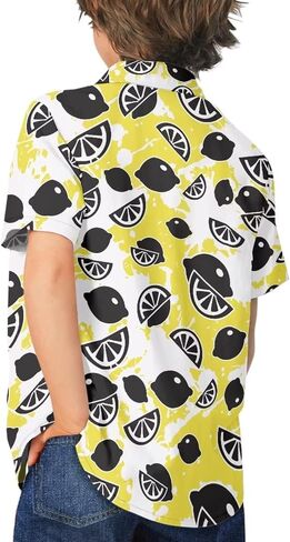 Unique Hawaiian Shirt for Boys V Neck Button Down Cute Summer Tropical Shirts Kids Beach Outfits in Kuwait