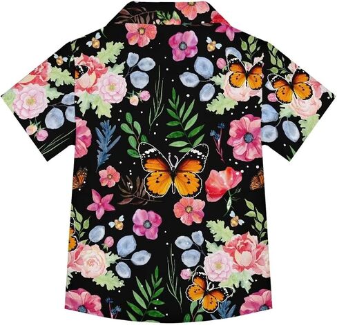Unique Hawaiian Shirt for Boys V Neck Button Down Cute Summer Tropical Shirts Kids Beach Outfits in Kuwait