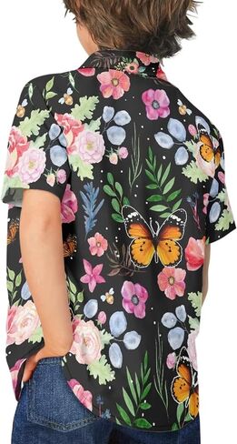 Unique Hawaiian Shirt for Boys V Neck Button Down Cute Summer Tropical Shirts Kids Beach Outfits in Kuwait