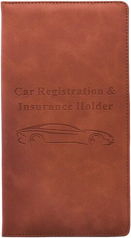 Car Registration and Insurance Card Holder - Vehicle Glove Box Document Organizer - Premium PU Leather Wallet Case - Driver License - Gray in Saudi Arabia