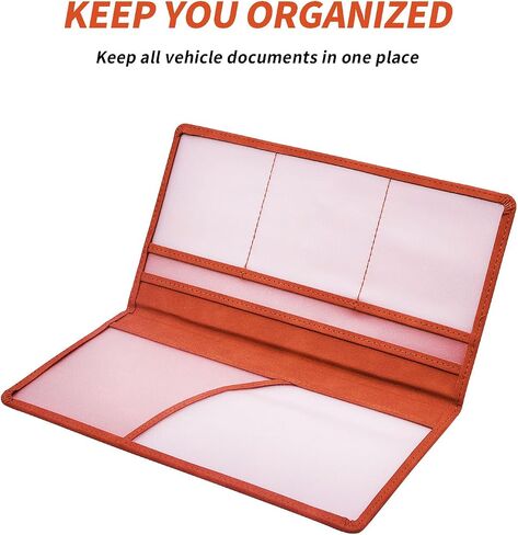 Car Registration and Insurance Card Holder - Vehicle Glove Box Document Organizer - Premium PU Leather Wallet Case - Driver License - Gray in Saudi Arabia