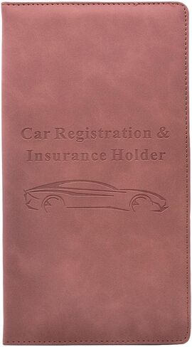 Car Registration and Insurance Card Holder - Vehicle Glove Box Document Organizer - Premium PU Leather Wallet Case - Driver License - Gray in Saudi Arabia