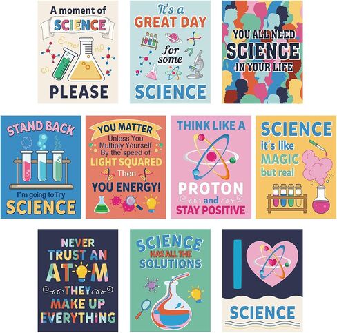 Zonon 10 Pcs Science Classroom Decoration Banner and Poster for Teachers Scientist Bulletin Board Set Posters Science Lab Cutout for Elementary Middle Preschool Office(Motivational) in Saudi Arabia