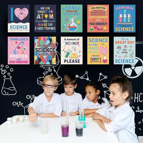 Zonon 10 Pcs Science Classroom Decoration Banner and Poster for Teachers Scientist Bulletin Board Set Posters Science Lab Cutout for Elementary Middle Preschool Office(Motivational) in Saudi Arabia