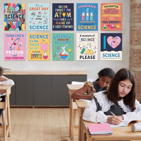 Zonon 10 Pcs Science Classroom Decoration Banner and Poster for Teachers Scientist Bulletin Board Set Posters Science Lab Cutout for Elementary Middle Preschool Office(Motivational) in Saudi Arabia