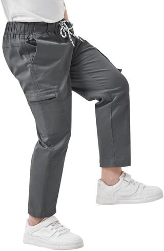 Boys Cargo Pants Kids Elastic Waist Hiking Pants Lightweight Casual School Pants in Saudi Arabia