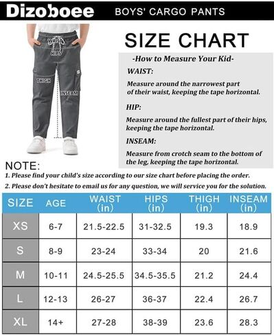 Boys Cargo Pants Kids Elastic Waist Hiking Pants Lightweight Casual School Pants in Saudi Arabia