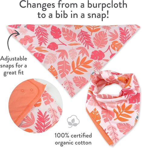 HonestBaby Multipack Reversible Bandana Drool Bibs Burpcloths Adjustable Snaps 100% Organic Cotton (Legacy) in Saudi Arabia