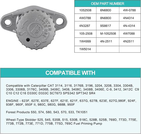 (أجزاء OEM) 1052508 4W0788 مضخة تمهيدي الوقود لمحرك Caterpillar Cat 3306 3406 3408 C9 C7 C15 3114 3406B 3406C 3406E 623F 627E 637E 627F 621E 550 574 580 543 5 70533 6N6800 4N3287 in Saudi Arabia