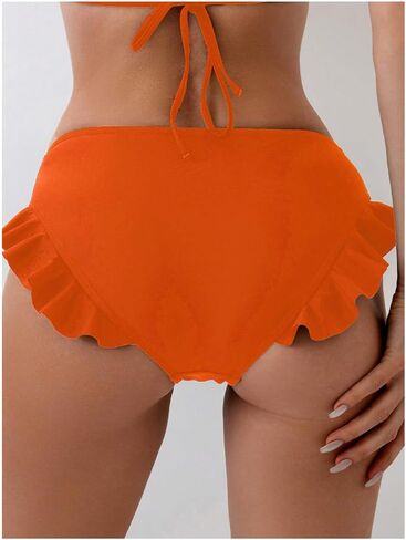 WDIRARA Women's Ruffle Bikini Bottoms High Waist Full Coverage Swim Briefs Bathing Suit Beachwear in Saudi Arabia