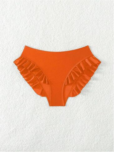 WDIRARA Women's Ruffle Bikini Bottoms High Waist Full Coverage Swim Briefs Bathing Suit Beachwear in Saudi Arabia