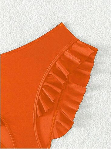 WDIRARA Women's Ruffle Bikini Bottoms High Waist Full Coverage Swim Briefs Bathing Suit Beachwear in Saudi Arabia