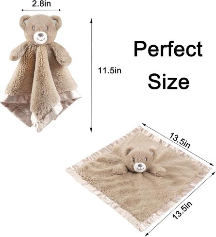 Baby Bear Security Blanket Soft Minky Baby Lovey Animal Plush Blanket Unisex Lovie Gift for Toddler, Boys and Girls, 16 Inch Pink in Saudi Arabia