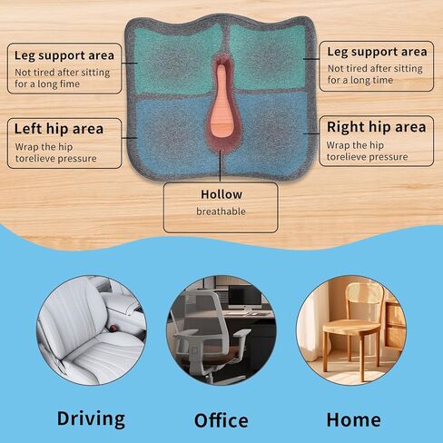 Minimalist Memory Cotton Seat Cushion - Pressure Relief for Office Chairs, for Senior Citizen,The Cushion lab,Pressure Relief Cushions for Sitting (Dark Gray) in Saudi Arabia