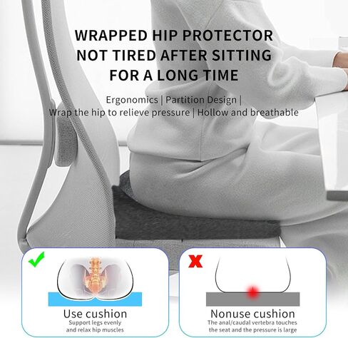 Minimalist Memory Cotton Seat Cushion - Pressure Relief for Office Chairs, for Senior Citizen,The Cushion lab,Pressure Relief Cushions for Sitting (Dark Gray) in Saudi Arabia