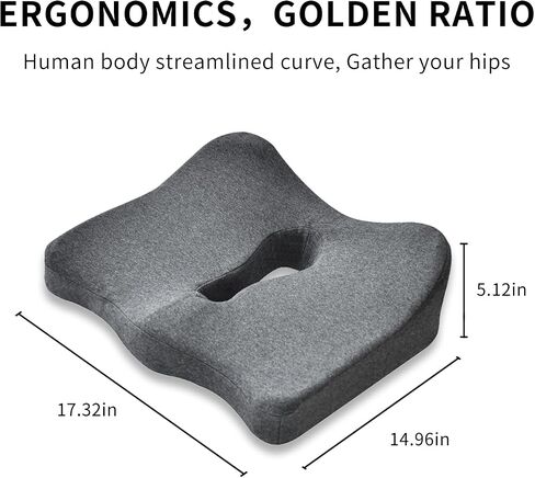 Minimalist Memory Cotton Seat Cushion - Pressure Relief for Office Chairs, for Senior Citizen,The Cushion lab,Pressure Relief Cushions for Sitting (Dark Gray) in Saudi Arabia