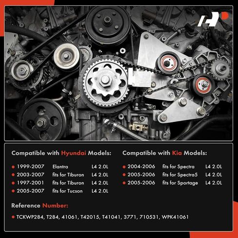 A-Premium Engine Timing Belt Kit with Water Pump Compatible with Hyundai & Kia Cars - Elantra 1999-2007, Tucson 2005-2007, Tiburon 1997-2001 2003-2007, Sportage Spectra5 2005-2006, Spectra 2004-2006 in Saudi Arabia