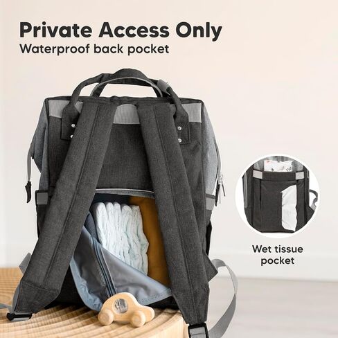 KeaBabies Baby Diaper Bag Backpack, Baby Bag for Boys, Girls (Trendy Black) | Large, Waterproof, Multi Function, Travel Diaper Backpack with Changing Pad, Durable Travel Essentials for Moms and Dads in Saudi Arabia