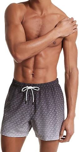 Michael Kors Men's Ombré Logo Swim Trunks (US, Alpha, Medium, Regular, Regular, Black) in Saudi Arabia
