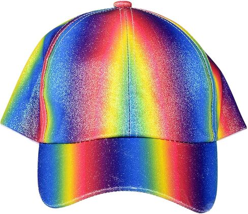 قبعة بيسبول لامعة بألوان قوس قزح من Kicko - قطعة واحدة، قبعة ذات حافة Snapback - مقاس واحد يناسب الجميع - 9 × 6.5 × 4 بوصات - متعددة الألوان، قبعة للجنسين للأطفال، هدايا الحفلات، الملابس، إكسسوارات الموضة، ملابس يومية in Kuwait