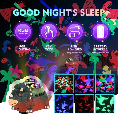 BestYiJo Dino Light Projector, Rotating Dinosaur Lamp, Projector Night Light for Kids Room, Dinosaur Toys for Kids, Dinosaur Projector Nightlight with Crawling,14 White Noises and 360° Rotation(Red) in Saudi Arabia