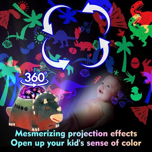 BestYiJo Dino Light Projector, Rotating Dinosaur Lamp, Projector Night Light for Kids Room, Dinosaur Toys for Kids, Dinosaur Projector Nightlight with Crawling,14 White Noises and 360° Rotation(Red) in Saudi Arabia