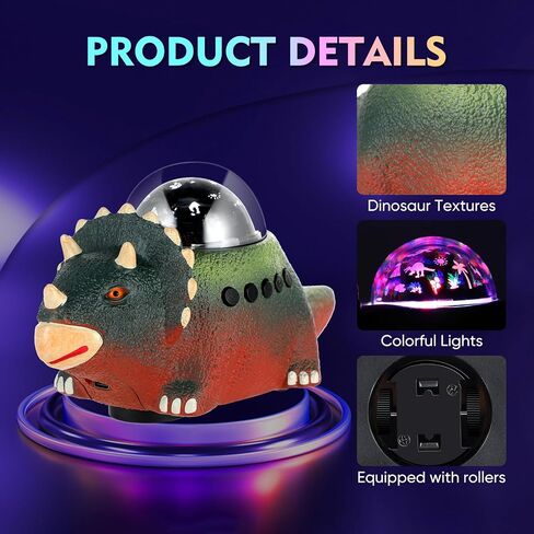 BestYiJo Dino Light Projector, Rotating Dinosaur Lamp, Projector Night Light for Kids Room, Dinosaur Toys for Kids, Dinosaur Projector Nightlight with Crawling,14 White Noises and 360° Rotation(Red) in Saudi Arabia