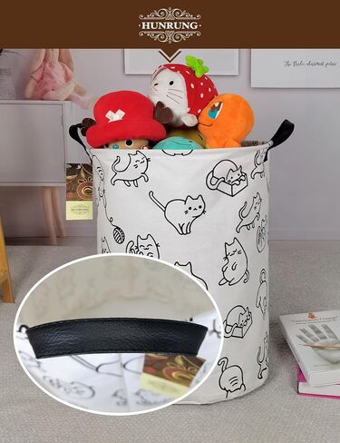 Round Fabric Collapsible Storage Basket with Handles, Roud-Football | Waterproof round laundry bin with reinforced handles, collapsible storage for bedroom, bathroom, closet in Saudi Arabia
