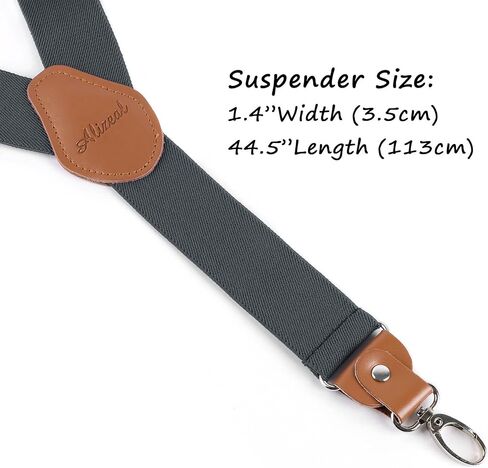 Alizeal Mens 1 Inch 3 Swivel Hooks Suspender with Leather Joint and Elastic Band in Saudi Arabia
