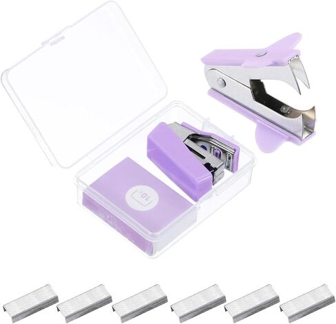 PATIKIL Desk Stapler Set, Portable Effortless Manual Claw Staple Remover Puller Tool with Staples Office Supplies Kit for Office Classroom Home Desktop, Pink in Saudi Arabia