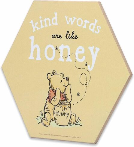 Open Road Brands Disney Winnie The Pooh Oh Happy Day Linked Hanging Wood Wall Decor - Adorable Winnie The Pooh Decoration for Kids' Bedroom or Nursery in Kuwait